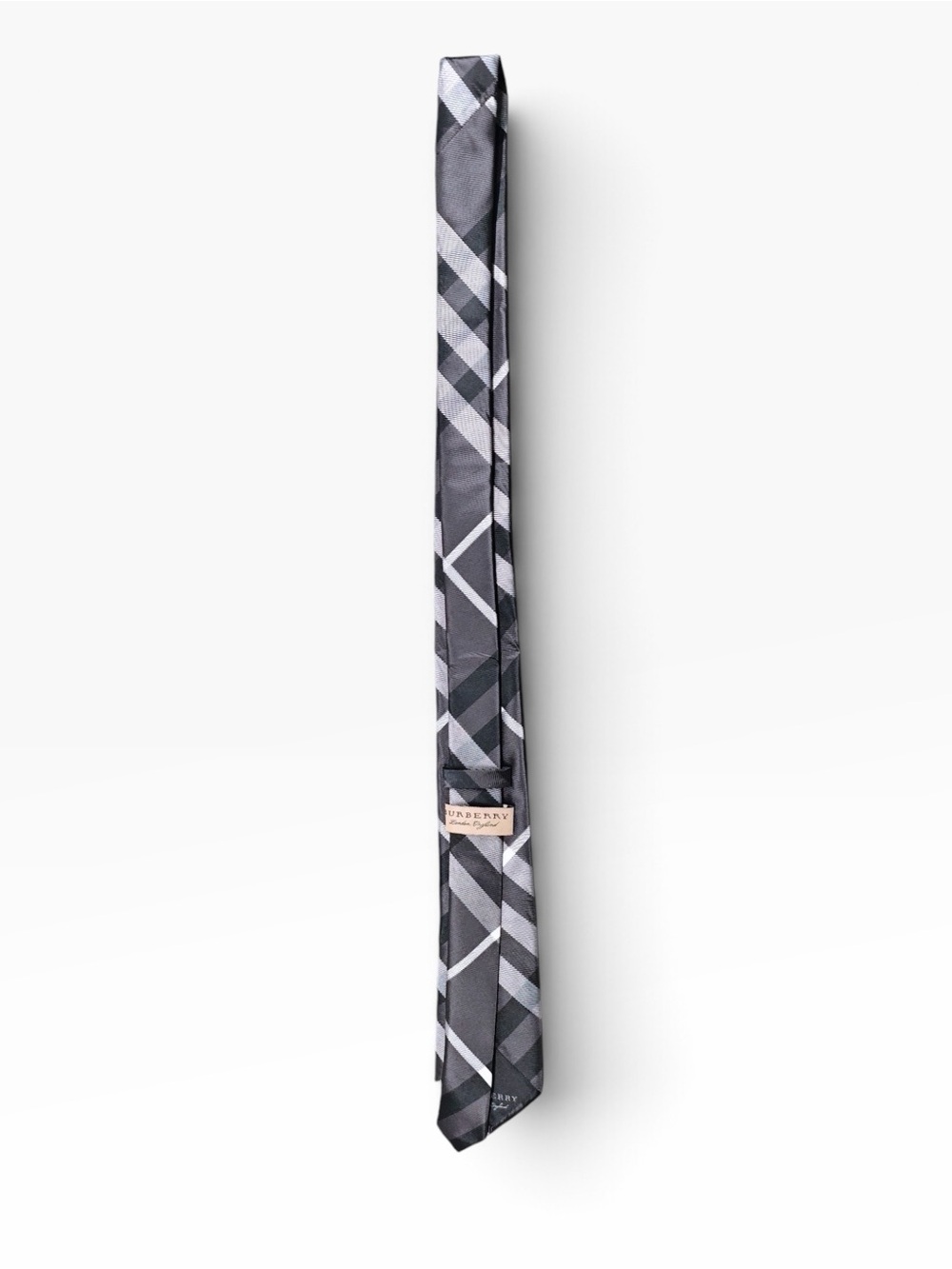 Burberry vintage Men's Grey Plaid Silk Tie - Classic Check Pattern - Picture 2 of 2
